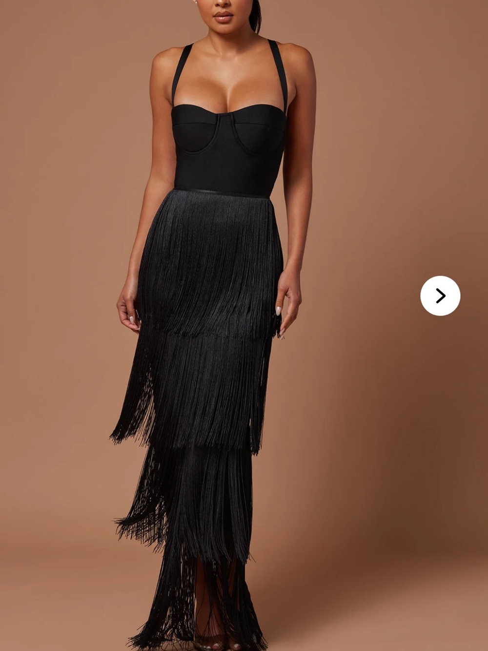 Fashion Nova Black Fringe Strap Dress - Women NWT SIZE M,L